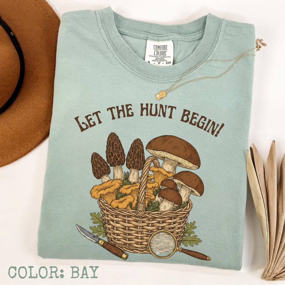 Let The Hunt Begin Mushroom T-Shirt - Image 3